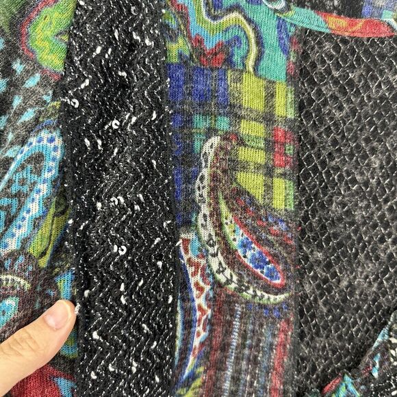 Adore Artsy Mixed Media Patchwork Textured Long Sleeve Tunic Top Womens Size M - Picture 10 of 13